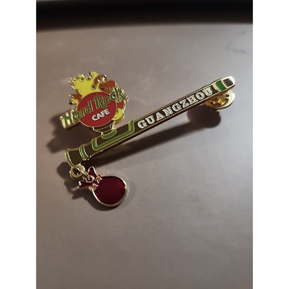 Hard Rock Cafe pin Guangzhou Pipe - Olive Green with Red Pouch charm
